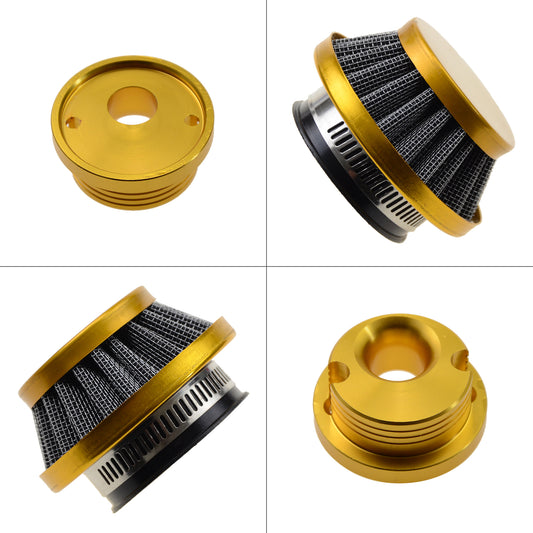 GOOFIT 44mm Gold Air Filter with Aluminum Base for 2 Stroke 47cc 49cc ATV Pocket Bike Mini Quad