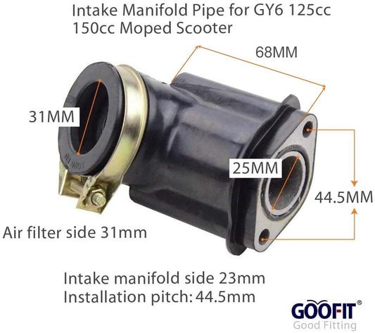 GOOFIT Intake Manifold Pipe Replacement For GY6 125cc 150cc Moped Scooter
