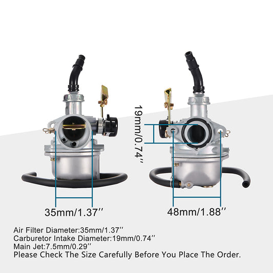 GOOFIT PZ19 Carburetor with Air Filter Cable Choke Replacement for 50cc 70cc 90cc 110cc 125cc Chinese ATV Quad Go-kart