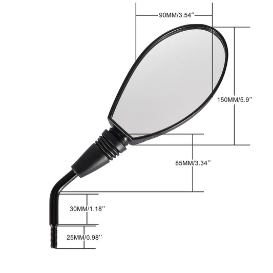 GOOFIT 8mm Clockwise Motorcycle Scooter Moped ATV Mirrors Black Replacement For GY6 Touring Bikes Sport Bike Cafe Racers Electric Scooters Side Rear V