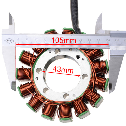 GOOFIT 15 Coil 3 Wires Motorcycle Magneto Stator Coil Ignition Generator Engine Accessories Replacement for YFM550 ATV 2007-2014