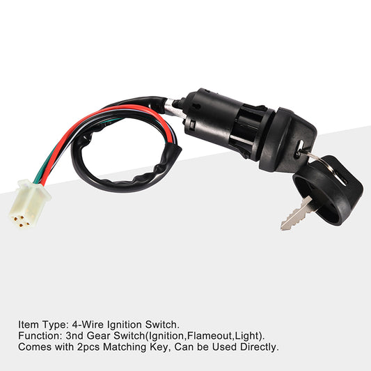 GOOFIT 4 Wires Ignition Switch Key Set with Cap Replacement For 50cc 70cc 90cc 110cc 125cc 150cc 200cc 250cc TaoTao SUNL ATV Dirt Bike Electric Scoote