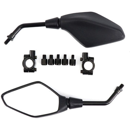 GOOFIT Motorcycle 10mm Rear View Side Mirror Pair Black with Bolt 7/8" Handlebar Clamp Replacement For ATV Scooter