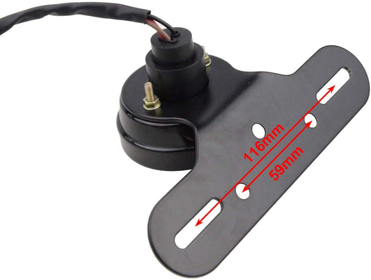 GOOFIT Chrome Motorcycle Black Rear Brake Tail Light With Integrated Indicator Turn Signal Red Backup Lamp Replacement For Scooter PocketBike ATV