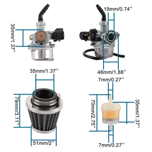 GOOFIT PZ19 Carburetor with Air Filter Replacement for 50cc 70cc 90cc 110cc ATV Scooter Go-kart