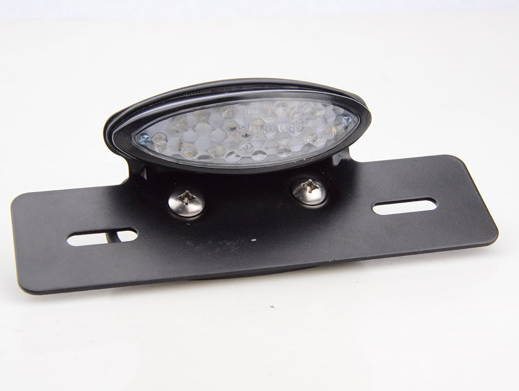 GOOFIT Motorcycle LED Tail Light Integrated License Plate Rear Brake Lamp Cafe Racer Bobber Smoky Lens（White）Replacement For Scooter