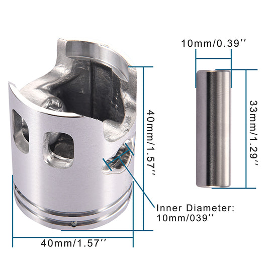 GOOFIT 40mm Piston Assembly Kit Replacement For 2 Stroke 50cc  Jog Minarelli PW50 Moped Scooter