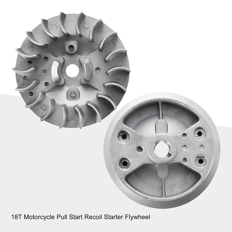 GOOFIT Alloy Pull Start Recoil Starter with 18-Fin Flywheel Replacement for 47cc 49cc Pocket Dirt Bike Mini ATV