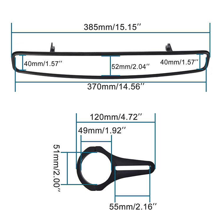 GOOFIT 15" Wide Rear View Center Mirror Convex Design with 2" Clamp & Rubber Gasket Replacement for UTV Mirror RZR 800 1000 S 900 XP 1000 Talon Black