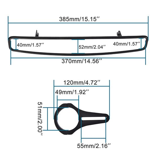 GOOFIT 15" Wide Rear View Center Mirror Convex Design with 2" Clamp & Rubber Gasket Replacement for UTV Mirror RZR 800 1000 S 900 XP 1000 Talon Black