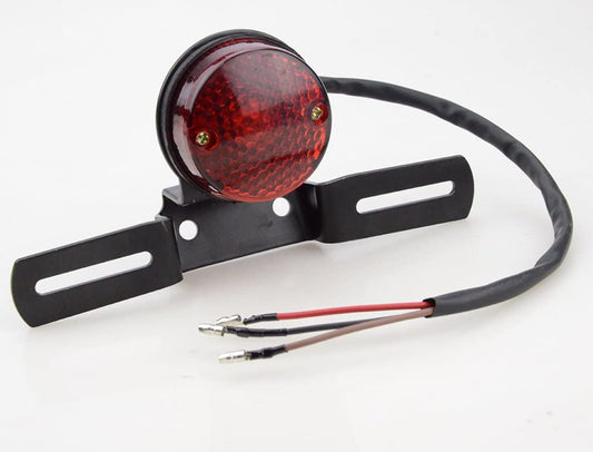 GOOFIT Chrome Motorcycle Red Rear Brake Indicator Tail Light With Integrated Turn Signals Bakcup Lamp Replacement for ATV Scooter Bicycle