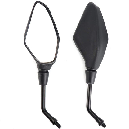 GOOFIT Motorcycle 10mm Rear View Side Mirror Pair Black with Bolt 7/8" Handlebar Clamp Replacement For ATV Scooter