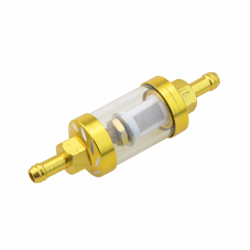 GOOFIT Universal Metal Gold CNC Fuel Filter Replacement for Motorcycle Scooter Dirt Bike