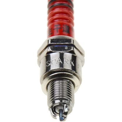 GOOFIT 4 Pcs Set A7TC 3-Electrode Spark Plug Replacement For Motorcycle 50cc 70cc 90cc 110cc ATV 150 Moped Go Kart Scooter High Performance Spark Plug