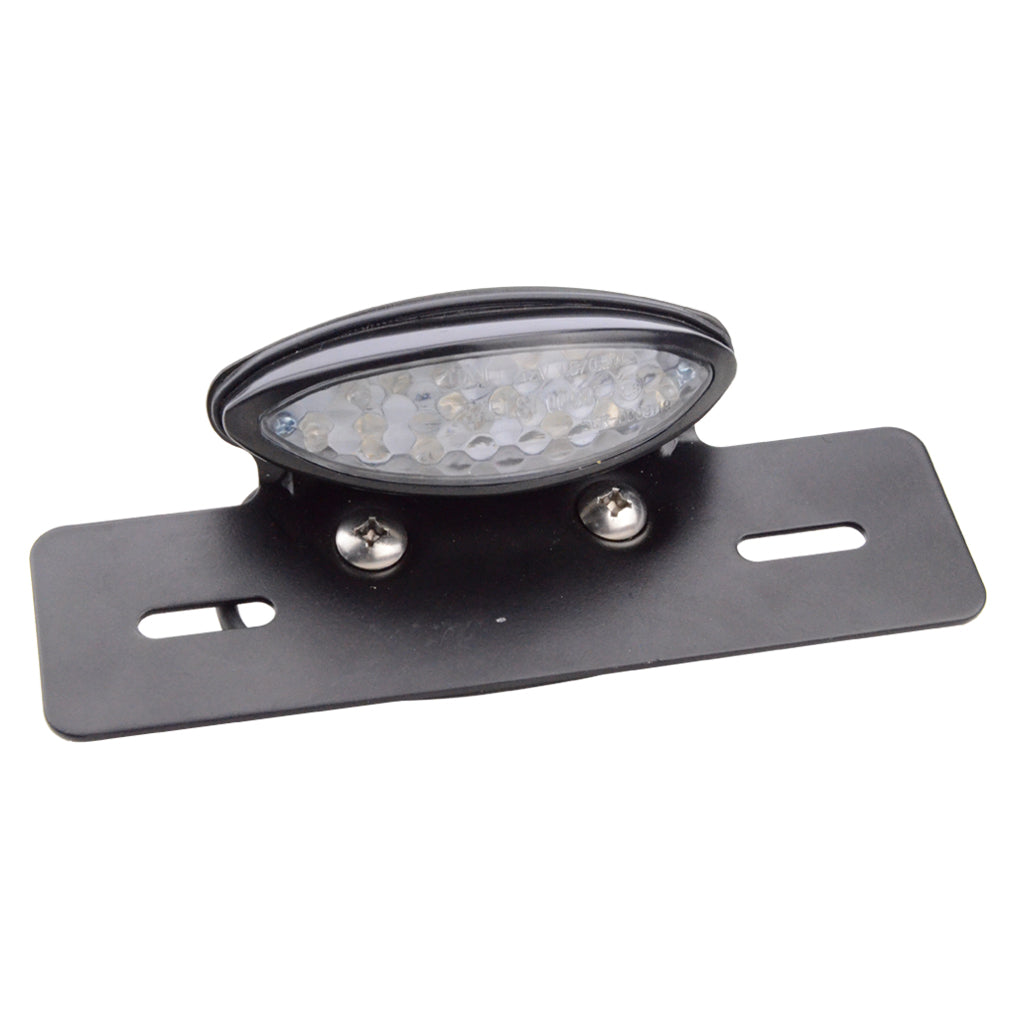 GOOFIT Motorcycle LED Tail Light Integrated License Plate Rear Brake Lamp Cafe Racer Bobber Smoky Lens（White）Replacement For Scooter