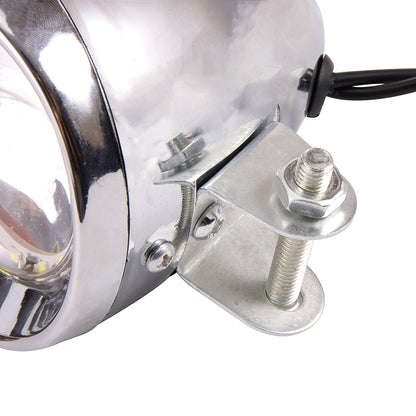 GOOFIT Chrome Motorbike Headlight Front Light Headlamp Universal Integrated Indicator Direction Light Replacement For Motorcycle Scooter ATV Chopper