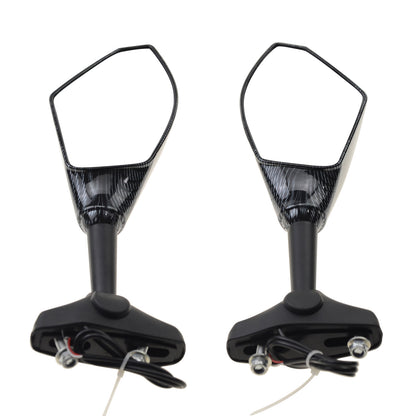 GOOFIT Motorcycle Rearview Side Mirror 1 Pair with LED Turn Signal Light Replacement for 50cc-250cc Moped Motorcycle Black