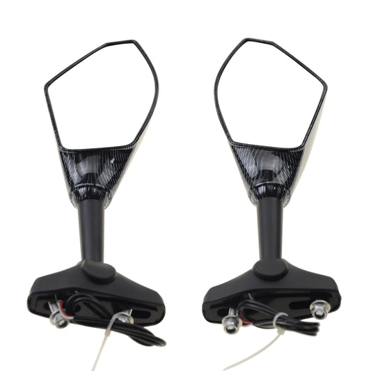 GOOFIT Motorcycle Rearview Side Mirror 1 Pair with LED Turn Signal Light Replacement for 50cc-250cc Moped Motorcycle Black