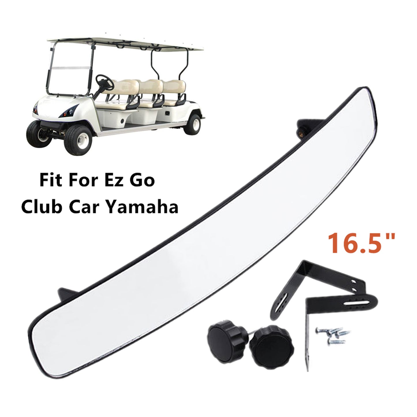 GOOFIT Golf Cart Mirror 180 Degree Extra Wide 16.5" View Mirror Replacement for Golf Cart EZGO Club Car