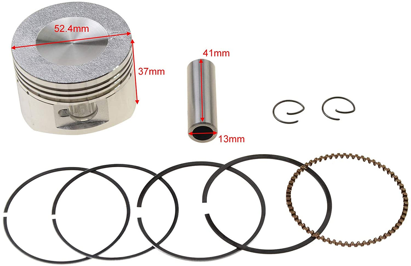 GOOFIT 52.4mm Completed Cylinder Head Liner Assembly Set Rebuild Kit with Gaskets Pistons Spark Plug Replacement for 4 Stroke 110cc Motorcycle Engine
