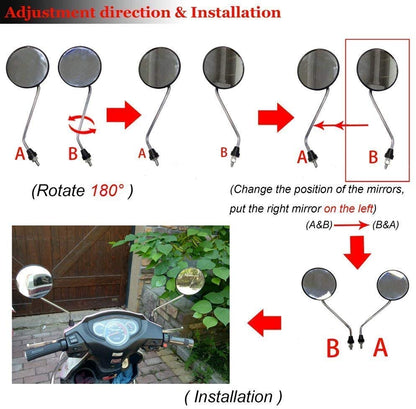 GOOFIT 10mm Motorcycle Rear View Mirror Black Plastic Side Mirrors Replacement for 50cc 70cc 90cc 110cc 125cc 150cc 200cc 250cc ATV Scooter Mopeds