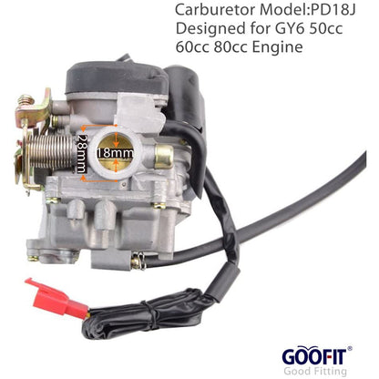 GOOFIT PD18J Carburetor Air Filter Intake manifold Throttle Cable Replacement For GY6 50cc Scooter Go Karts Moped