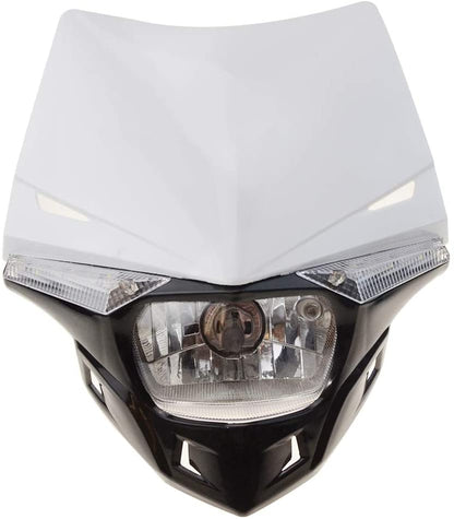 GOOFIT White H4 l 12V 35W Motorbike Headlight 2 Indicators lights Supermoto Motocross Approved Cover Halogen Indicator Fairing Lampshade lights Replac