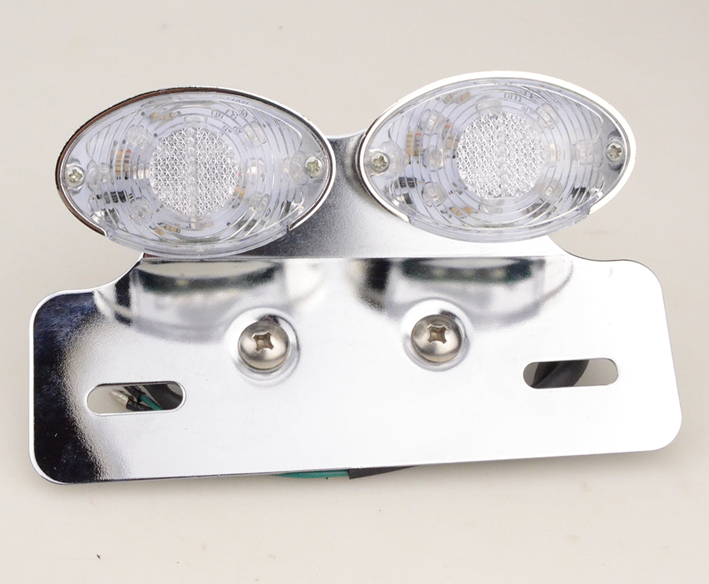 GOOFIT Universal Crystal Chrome Motorcycle Brake Tail Light With Integrated Turn Signals Indicator Backup Light Lamp Bulb Replacement for Scooter ATV