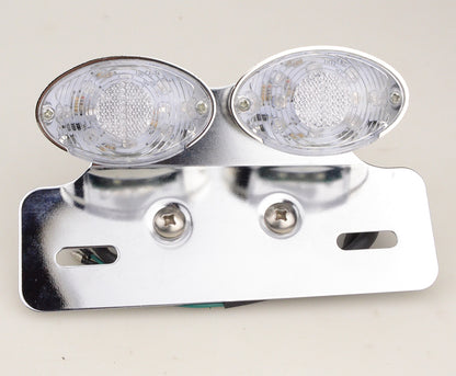 GOOFIT Universal Crystal Chrome Motorcycle Brake Tail Light With Integrated Turn Signals Indicator Backup Light Lamp Bulb Replacement for Scooter ATV