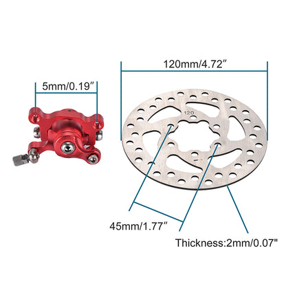 GOOFIT Motorcycle Brake Caliper 120mm Disc Rotor Brake Front Rear Replacement For MBX10 MBX11 Mini Dirt Bike 43cc 47cc 49cc Pocket Bike Goped Scooter