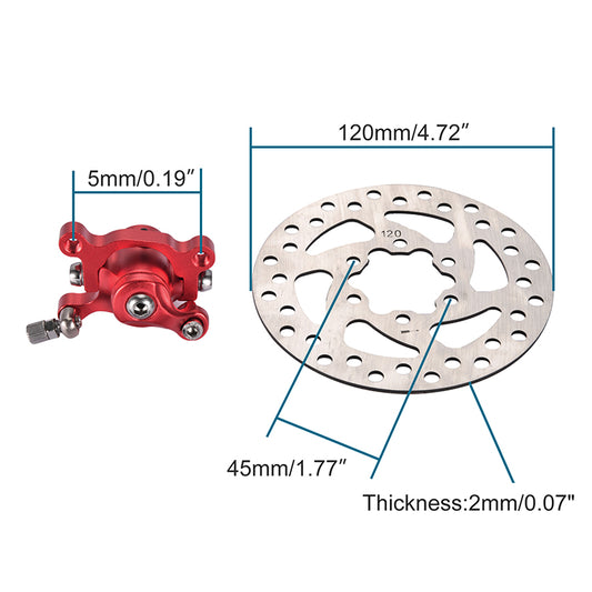 GOOFIT Motorcycle Brake Caliper 120mm Disc Rotor Brake Front Rear Replacement For MBX10 MBX11 Mini Dirt Bike 43cc 47cc 49cc Pocket Bike Goped Scooter