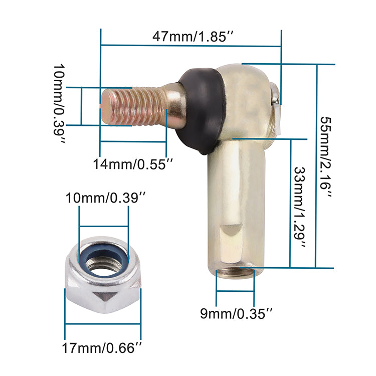 GOOFIT 10mm Tie Rod End Replacement for 50cc 70cc 90cc 110cc 125cc 200cc 250cc ATV Scooter Karting Motocross