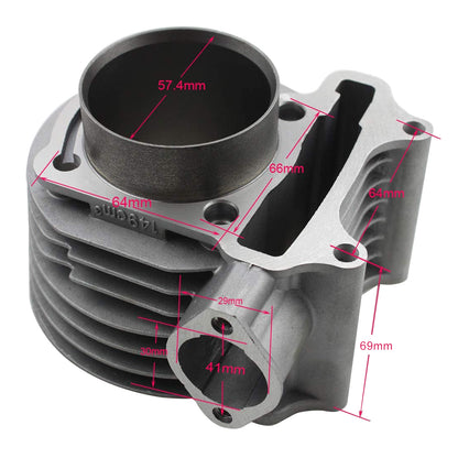 GOOFIT 57.4mm Cylinder Engine Cylinder Heads Kit GY6 4 Stroke 125cc - 150cc 157QMJ 152QMI Big Bore Rebuild Kit Replacement For quads Go karts motorcyc
