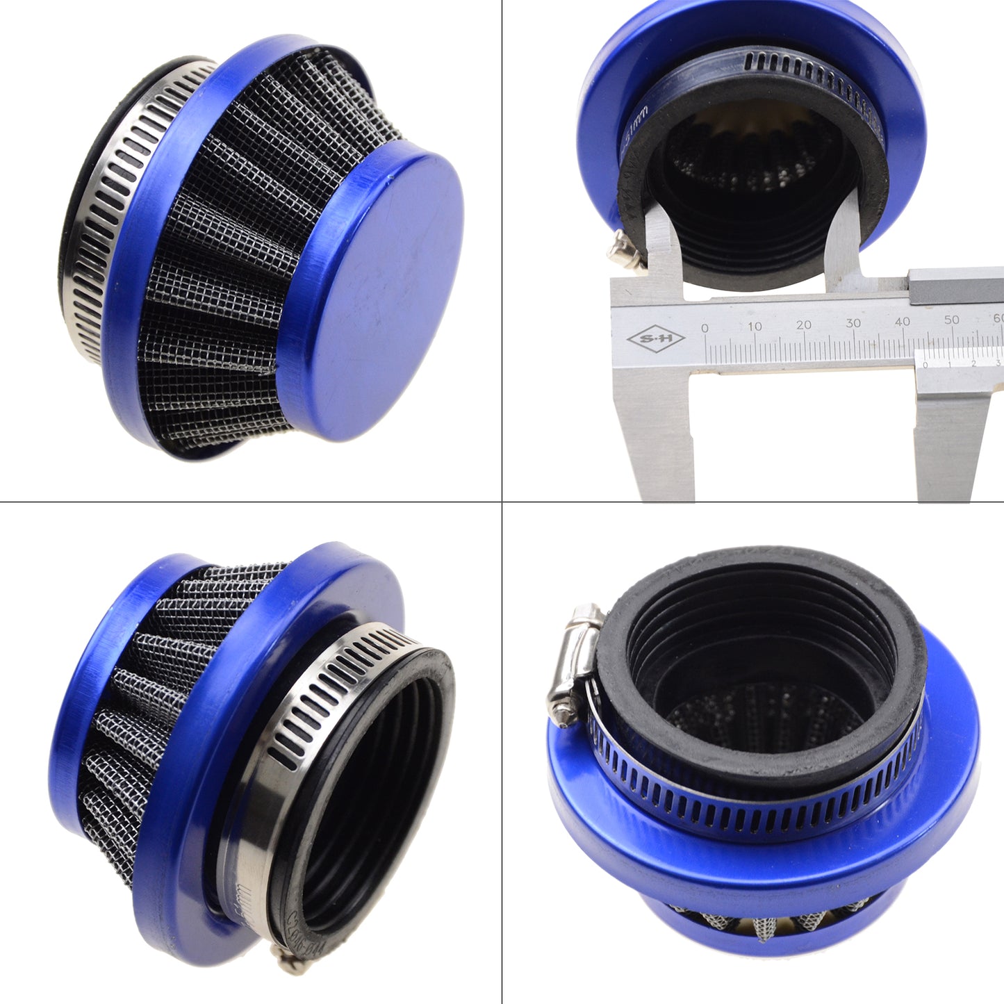 GOOFIT 44mm Blue Air Filter with Aluminum Base for 2 Stroke 47cc 49cc ATV Pocket Bike Mini Quad