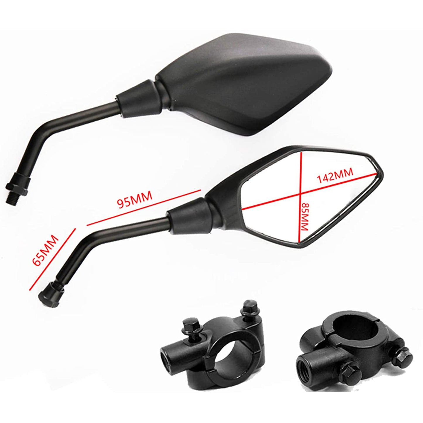 GOOFIT Motorcycle 10mm Rear View Side Mirror Pair Black with Bolt 7/8" Handlebar Clamp Replacement For ATV Scooter
