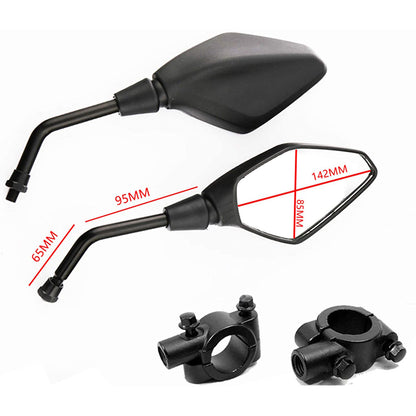 GOOFIT Motorcycle 10mm Rear View Side Mirror Pair Black with Bolt 7/8" Handlebar Clamp Replacement For ATV Scooter