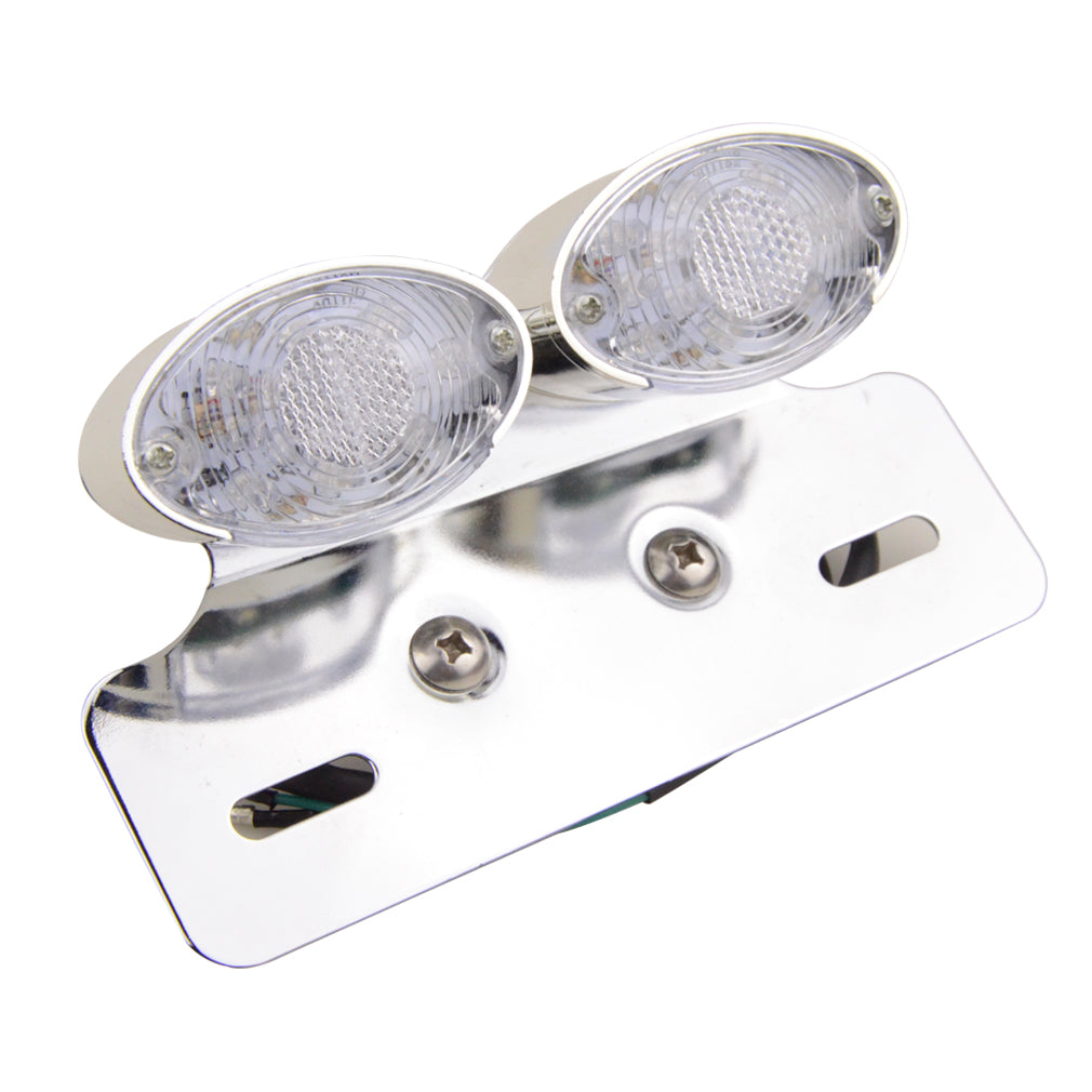 GOOFIT Universal Crystal Chrome Motorcycle Brake Tail Light With Integrated Turn Signals Indicator Backup Light Lamp Bulb Replacement for Scooter ATV