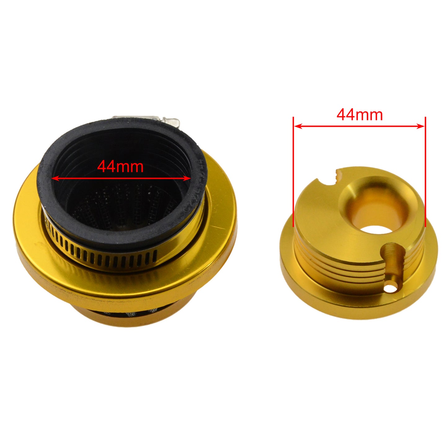 GOOFIT 44mm Gold Air Filter with Aluminum Base for 2 Stroke 47cc 49cc ATV Pocket Bike Mini Quad