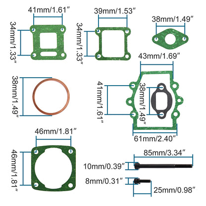 GOOFIT Engine Cylinder Head Gasket Kit mounting nut Replacement For Gasket Set 2 stroke 43cc 47cc49cc Mini Bike Mini Pit Pocket Dirt Bike