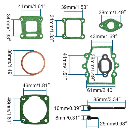 GOOFIT Engine Cylinder Head Gasket Kit mounting nut Replacement For Gasket Set 2 stroke 43cc 47cc49cc Mini Bike Mini Pit Pocket Dirt Bike