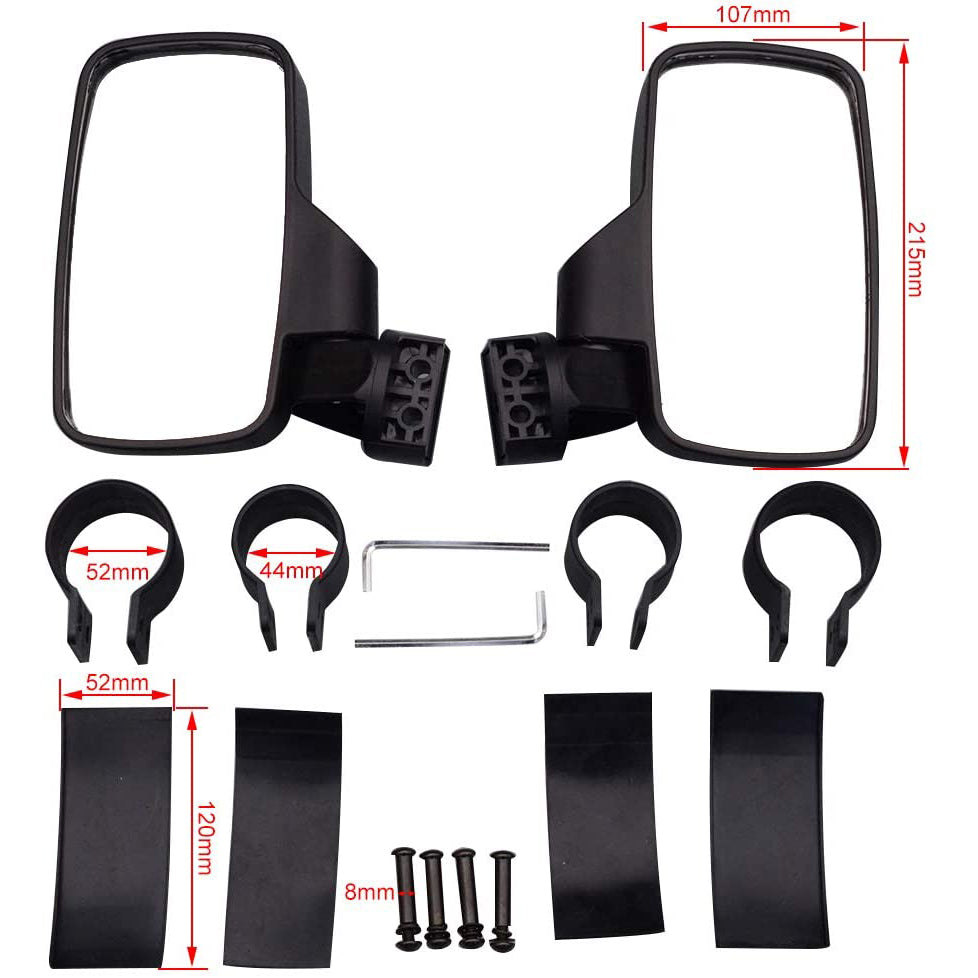 GOOFIT Rear View Side Mirror with 1.75" 2" Roll Cage Bar Replacement For UTV RZR XP1000 XP1K Turbo Black