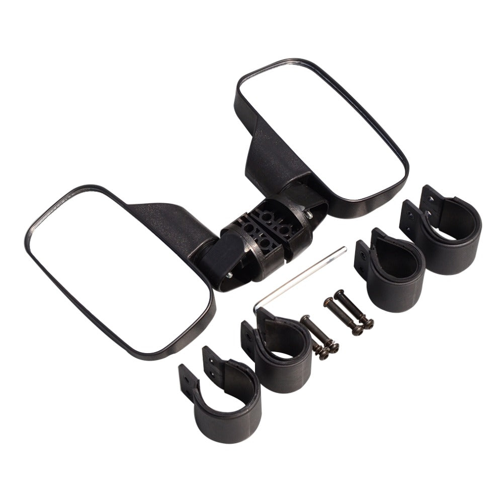 GOOFIT Rearview Mirror Motorcycle Handlebar 44mm 50mm with Universal Adapter 2 Pieces for Polaris Rangers Gator Bob UTV Off-Road Motocross Black