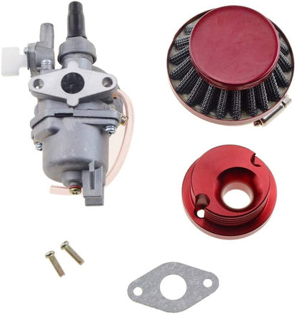 GOOFIT Red Carburators Air Filter Stack Carburetor Carb Replacement For 2 Stroke 47cc 49cc ATV Quad Dirt Pocket Bike