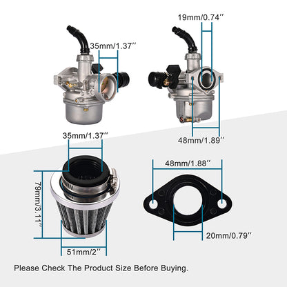 GOOFIT PZ19 Carburetor with Air Filter Replacement For Kazuma Taotao Baja Roketa SUNL Honda XR/CRF 50cc 70cc 90cc 110cc 125cc ATV Dirt Pit Bike Go Kar