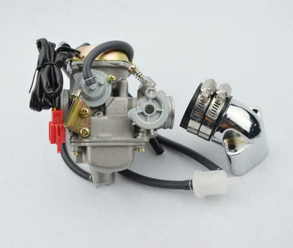 GOOFIT PD24J 24mm Carburetor with Intake Manifold Pipe Replacement For GY6 125cc 150cc ATV Scooter