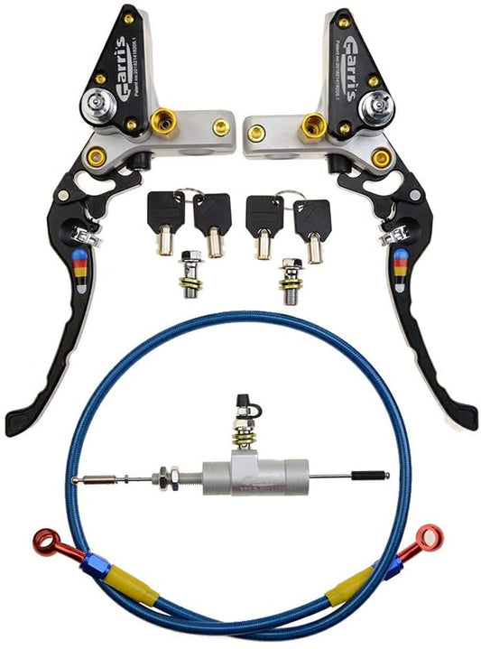 GOOFIT silver 22mm CNC Motorcycle Hydraulic Brake Pump Clutch Master Cylinder Lever Adjustable Replacement For Pocket Dirt Pit Bike ATV 125cc -250cc V