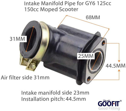 GOOFIT Intake Manifold Pipe Replacement For GY6 125cc 150cc Moped Scooter