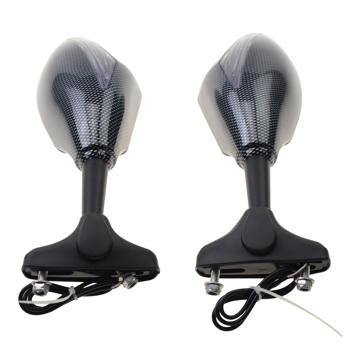 GOOFIT Motorcycle Rearview Side Mirror 1 Pair with LED Turn Signal Light Replacement for 50cc-250cc Moped Motorcycle Black