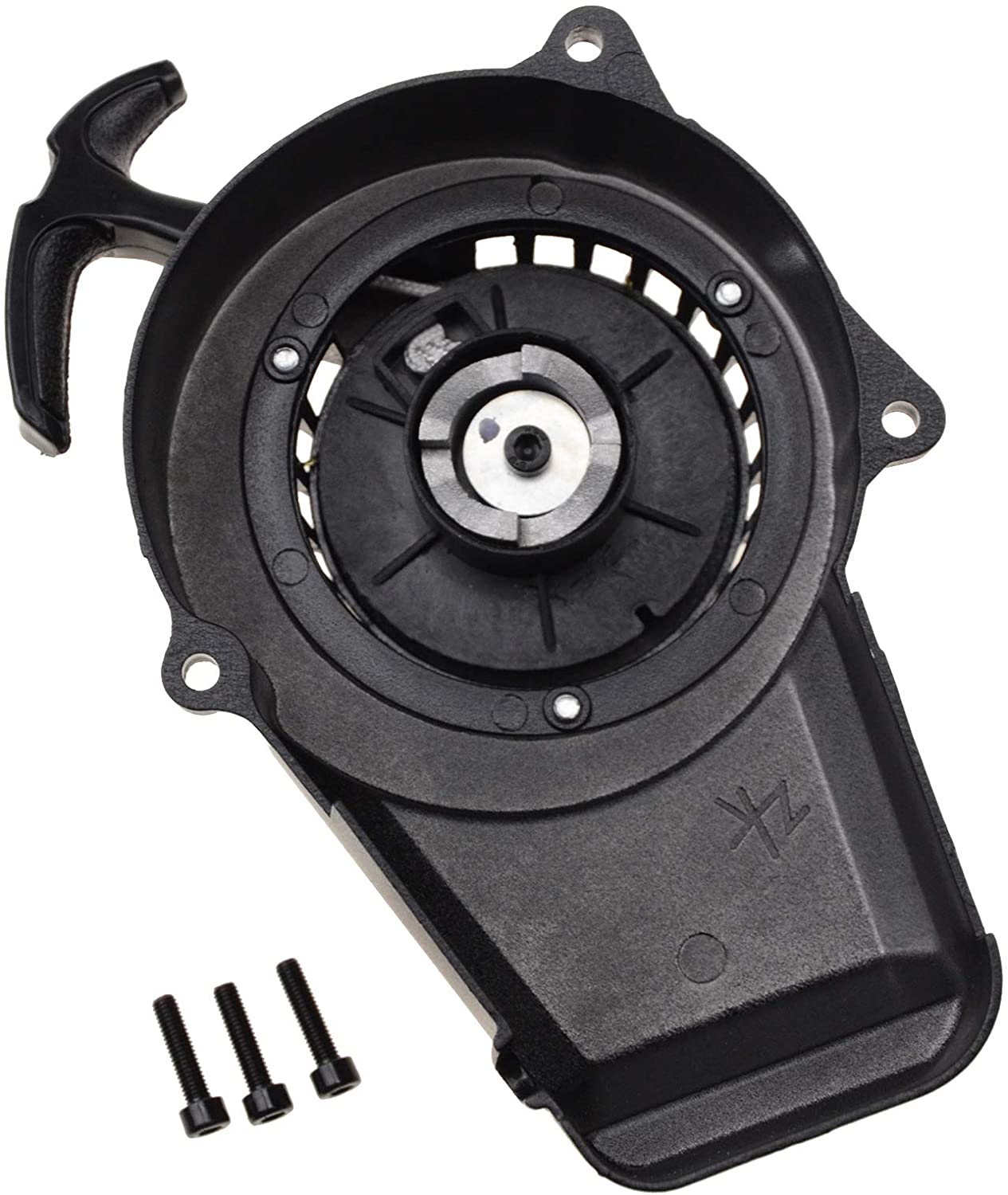 GOOFIT black alloy pull start recoil starter with 18-inch flywheel Replacement For 47cc 49cc pocket off-road bike mini ATV