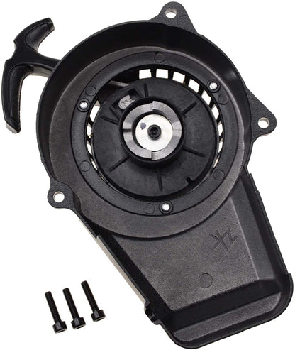 GOOFIT black alloy pull start recoil starter with 18-inch flywheel Replacement For 47cc 49cc pocket off-road bike mini ATV